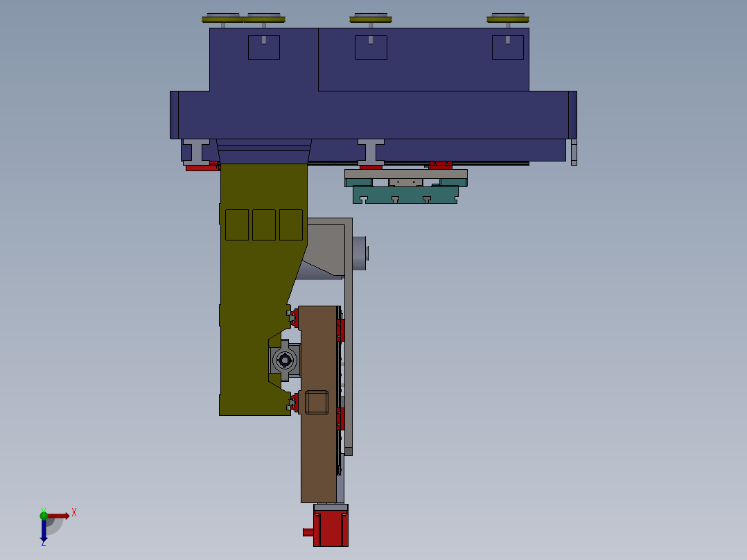 五轴四联动数控电解加工机床(sw14+说明书+cad）俯视图