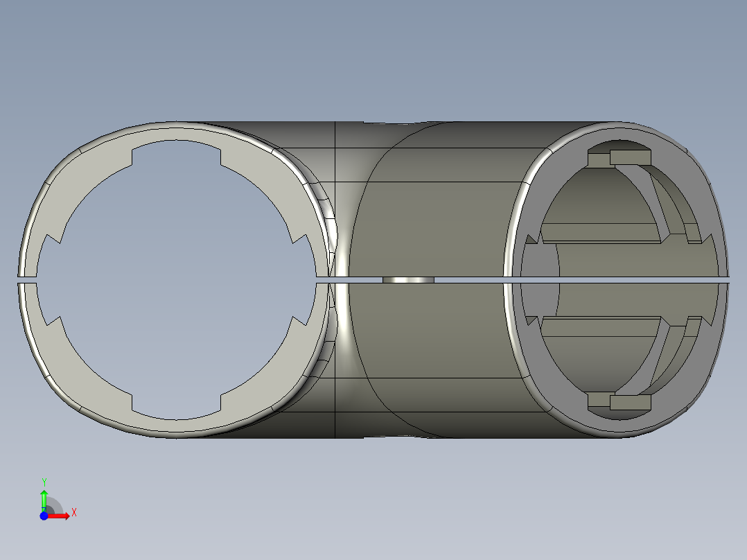 43系列45度外抱接头.STEP前视图