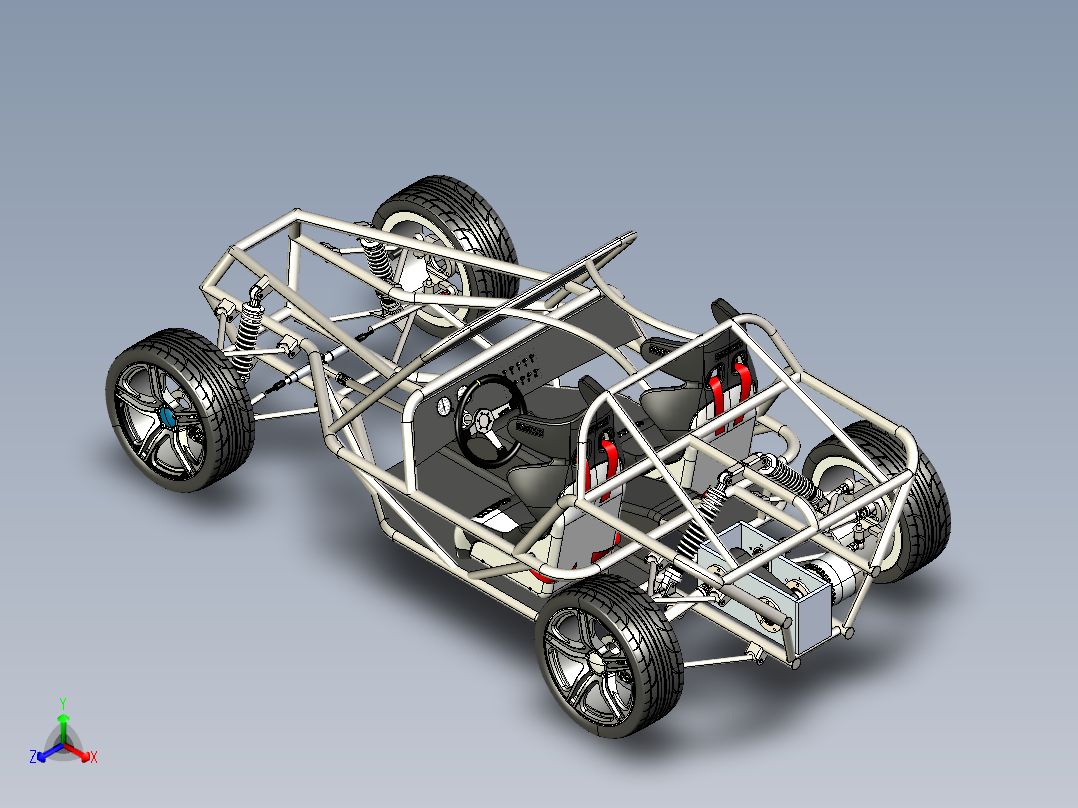 卡丁车 钢管车(33)正等轴测图