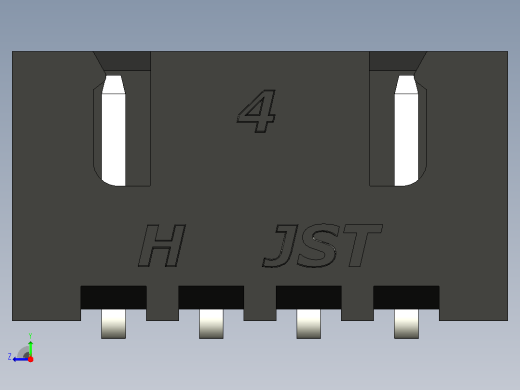 黑色JST XH 4针连接器P 2 54mm有角度右视缩略图