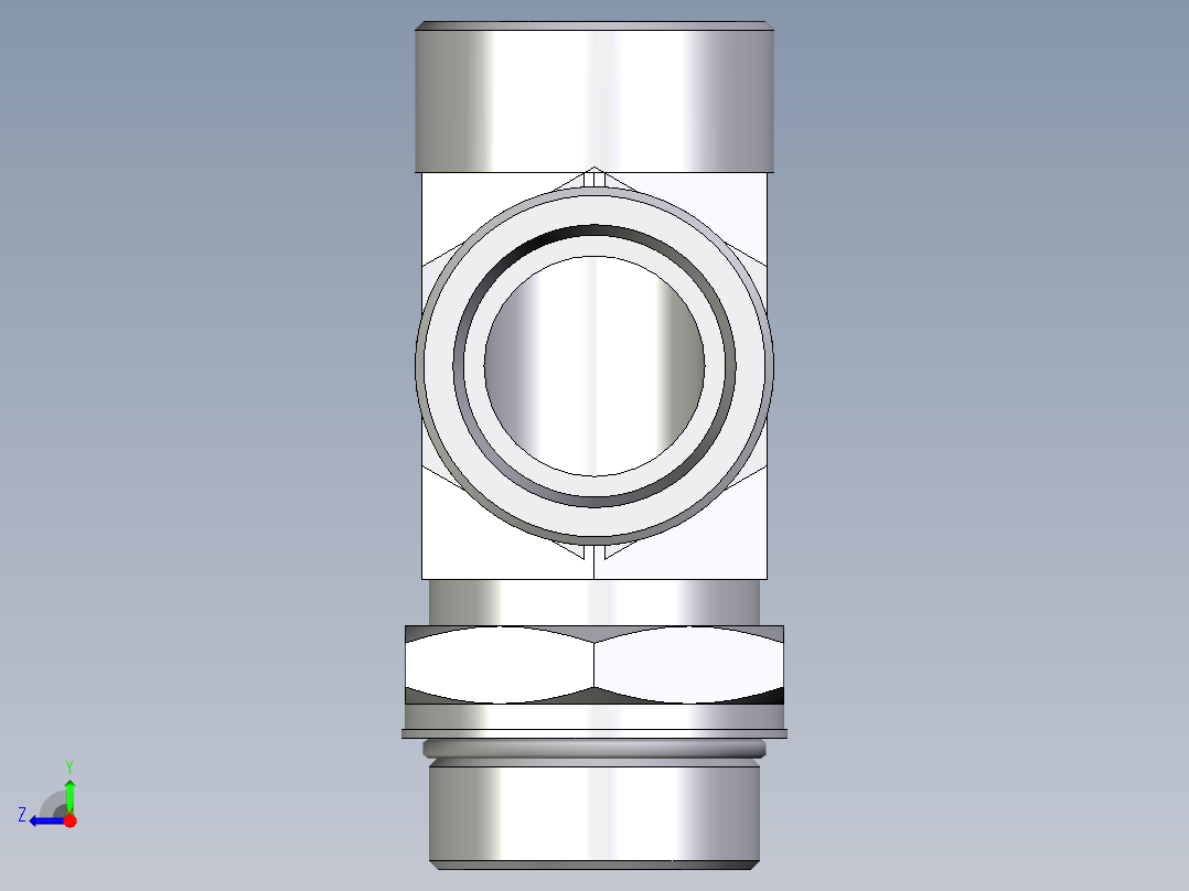 卡套式工业通用硬管接头EO_Adjustable_locknut_run_tee_LEE38SMOROMDCF右视图