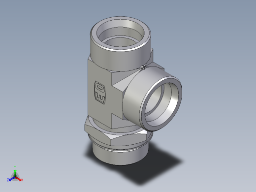 卡套式工业通用硬管接头EO_Adjustable_locknut_run_tee_LEE38SMOROMDCF正等轴测缩略图