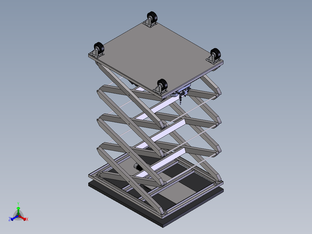 剪切式升降机正等轴测图