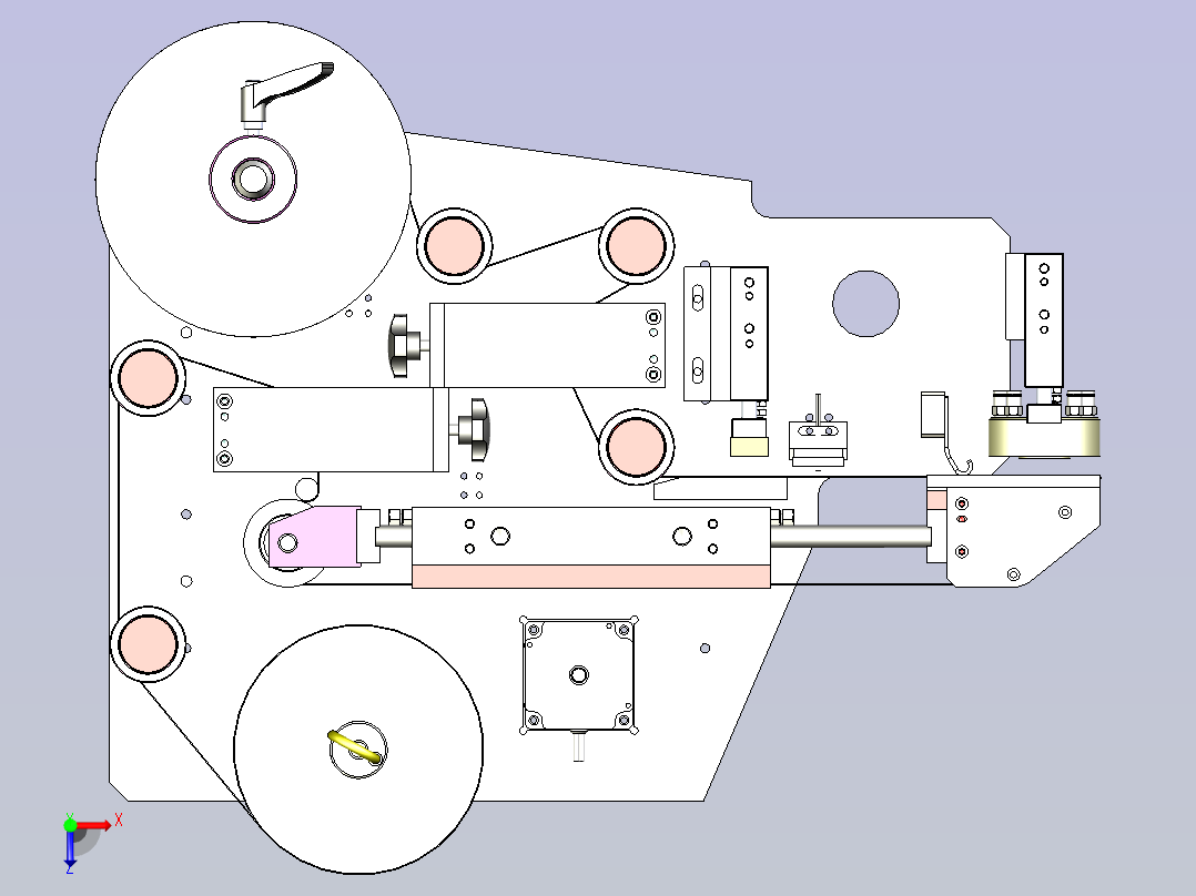 TB贴标模组3D图纸俯视图