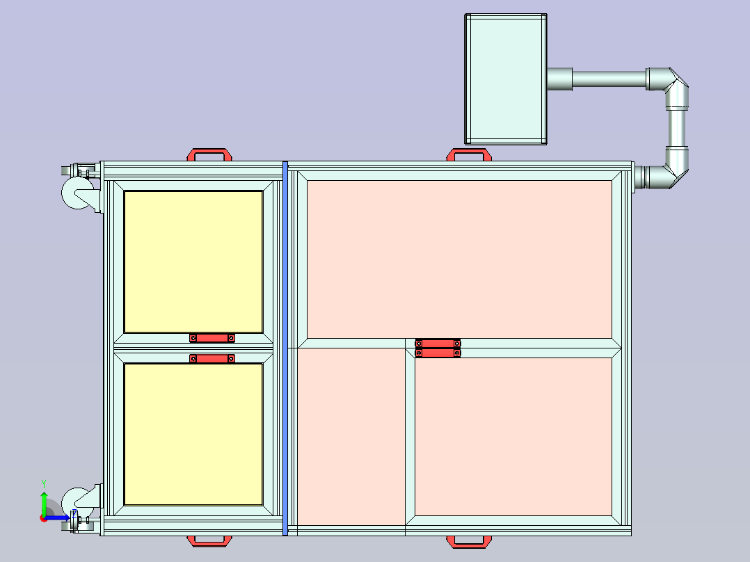 凸轮分割器多工位工作平台及外框架总成设计左视图