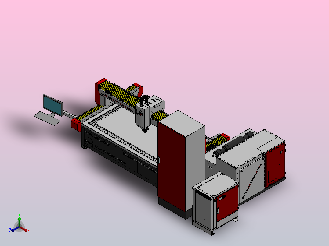 五轴水射流切割机正等轴测图