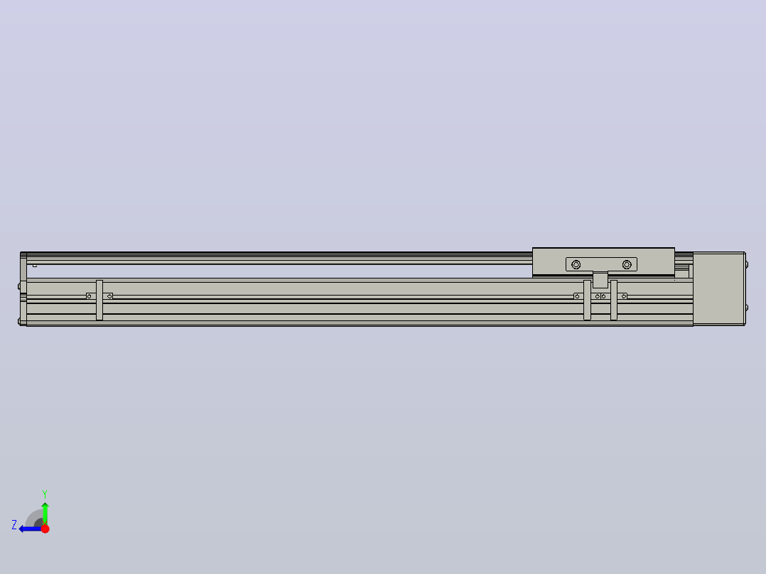 SYS14-450-BL-200W滚珠花健、支撑座、滚珠丝杠、交叉导轨、直线模组.STEP右视图