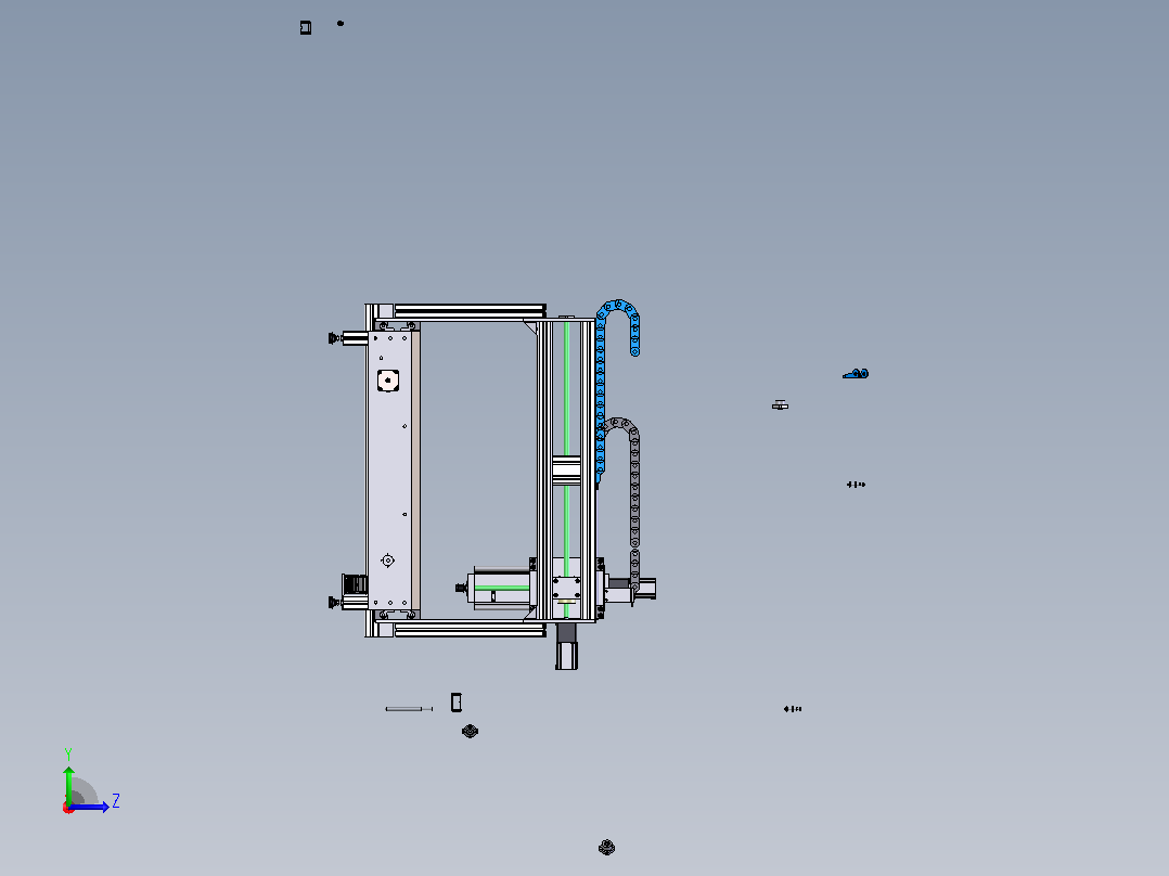 三轴木工雕刻机左视图