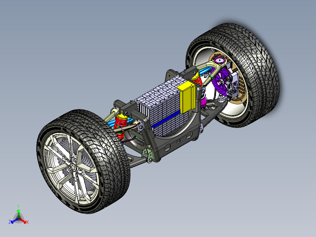 Tesla特斯拉电动汽车电力驱动系统(含悬挂结构正等轴测图