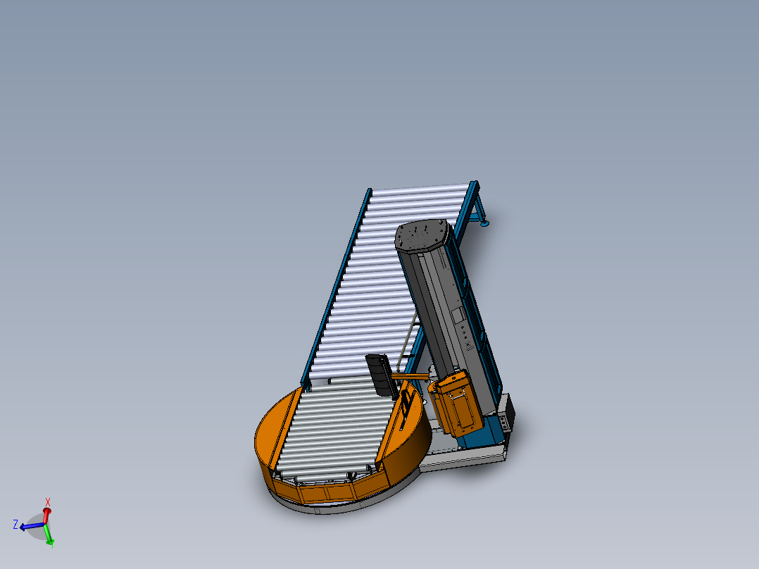 在线式立柱缠绕机流水线3d图纸