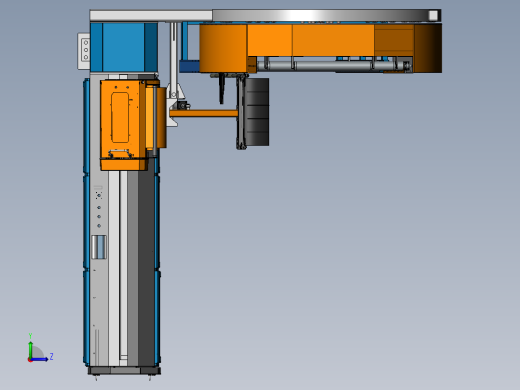在线式立柱缠绕机流水线3d图纸左视缩略图