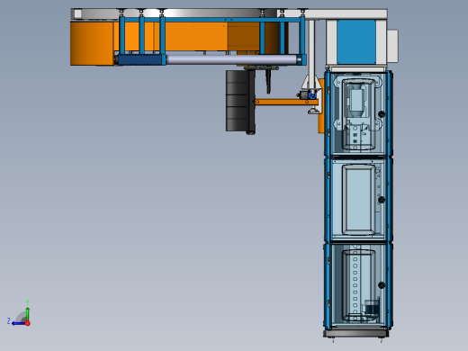 在线式立柱缠绕机流水线3d图纸右视缩略图