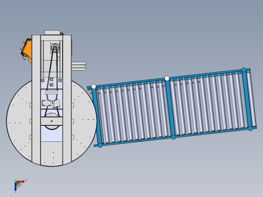 在线式立柱缠绕机流水线3d图纸俯视缩略图