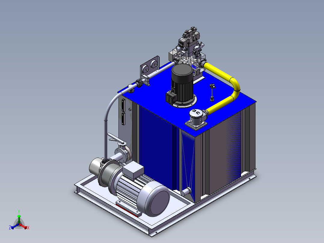 单缸油压机液压站正等轴测图