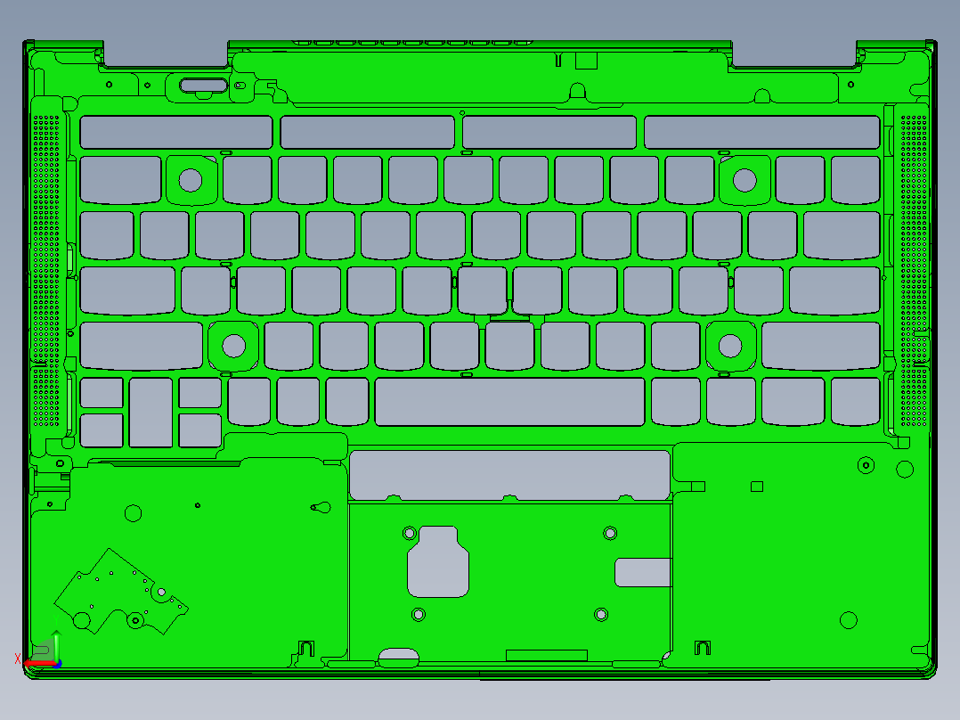 THINKPAD电脑键盘外壳钻网孔程序模型后视图