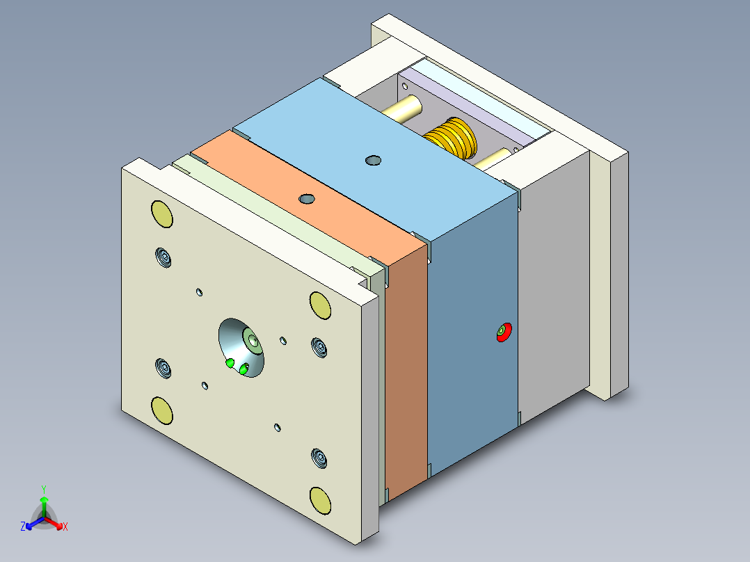 拖把桶面盖（前模内缩滑块）正等轴测图