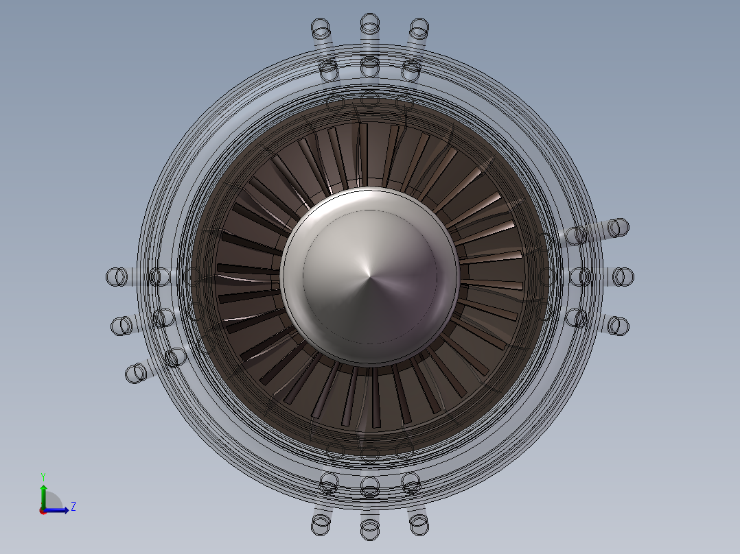 四尖曲面‘发动机左视图