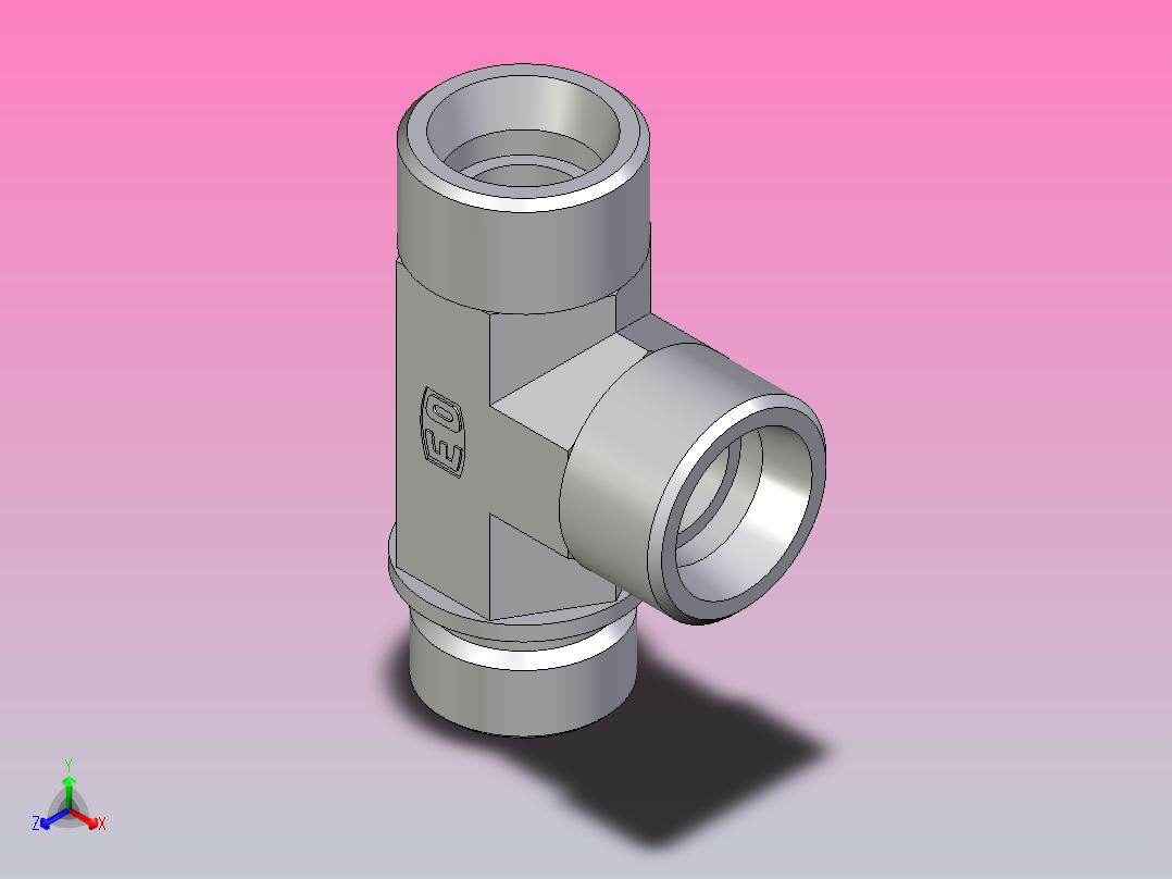 L外螺纹螺柱弯头LE20SMCFX正等轴测图