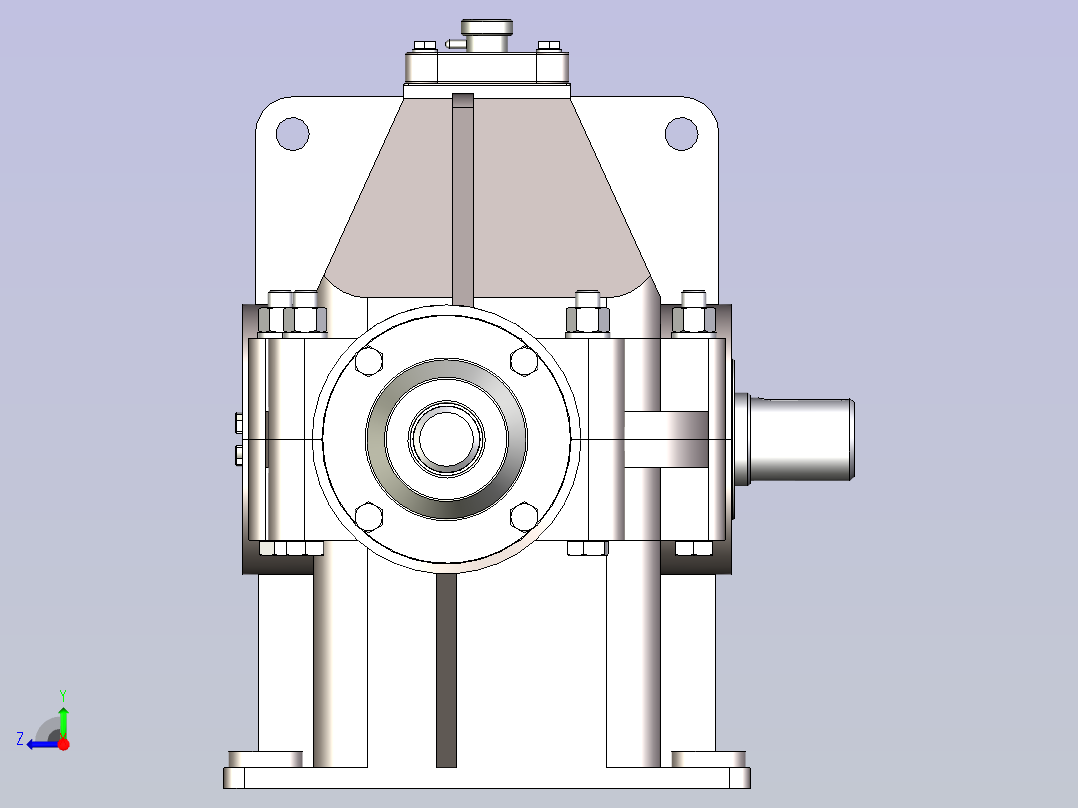 单级锥齿齿轮减速器3D模型右视图