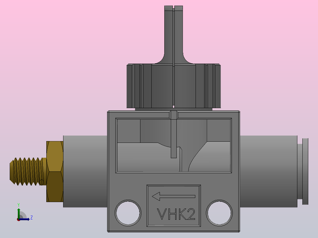 VHK系列P快速接头A外螺纹二通三通手动阀[标准型VHK2-06F-M5]左视图