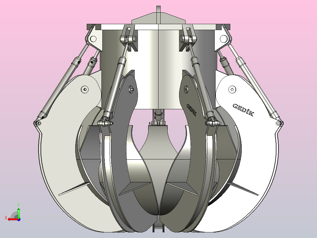 Scrap crane报废起重机夹爪3D数模图纸 STEP格式后视图
