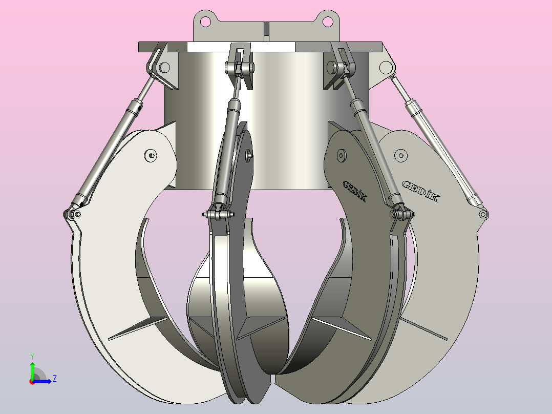 Scrap crane报废起重机夹爪3D数模图纸 STEP格式左视图