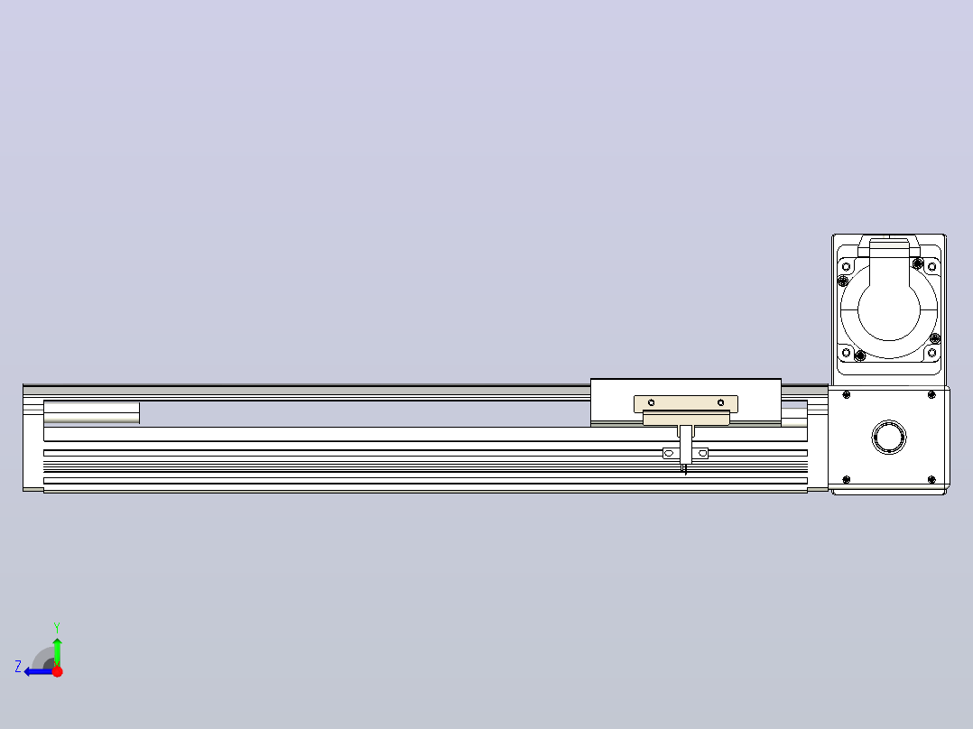皮带直线轴半封闭可选导轨TPA-HNB-105D-90-L250-RU-Y-P20-N3右视图