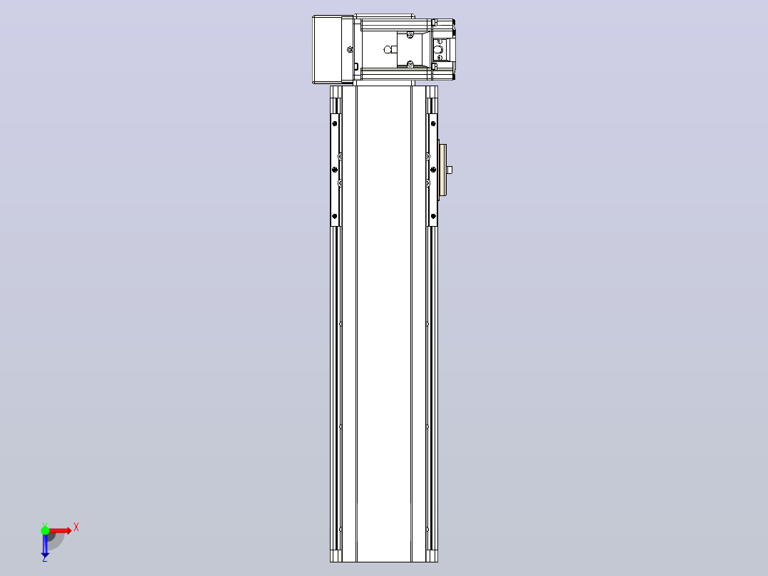 皮带直线轴半封闭可选导轨TPA-HNB-105D-90-L250-RU-Y-P20-N3俯视图