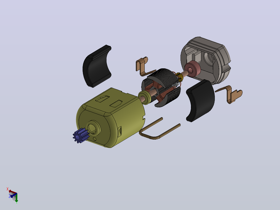 直流电机练习模型3D图纸+Solidworks设计主视图