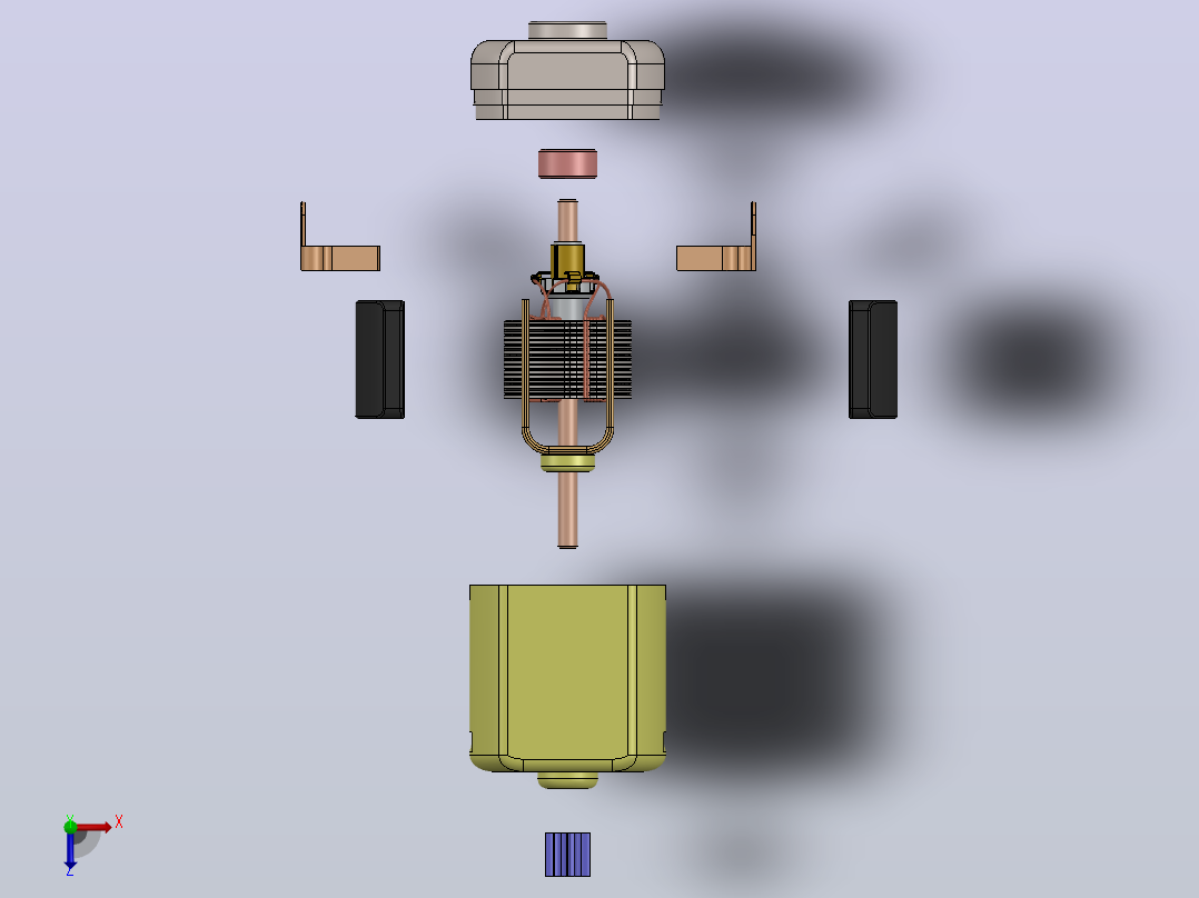 直流电机练习模型3D图纸+Solidworks设计俯视图