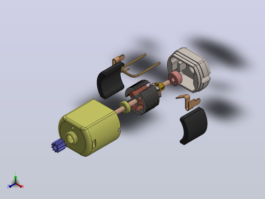 直流电机练习模型3D图纸+Solidworks设计正等轴测缩略图