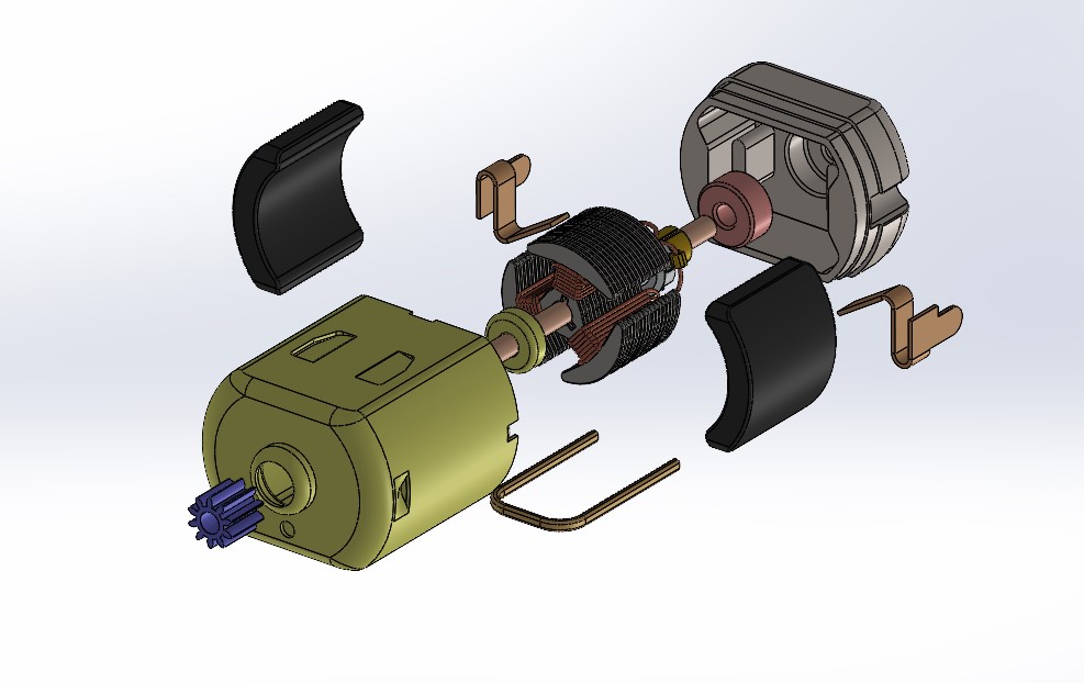 直流电机练习模型3D图纸+Solidworks设计