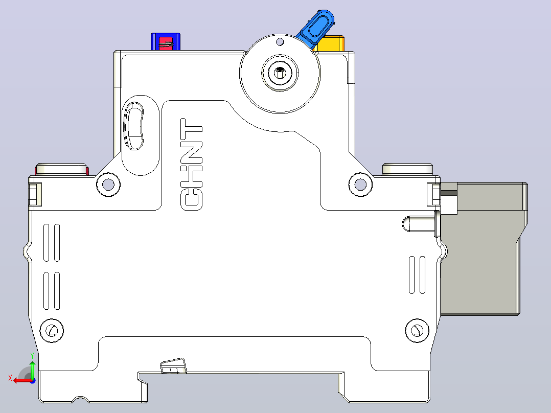 NXBLE-32 1P&amp;N剩余电流动作断路器三维模型202405后视图