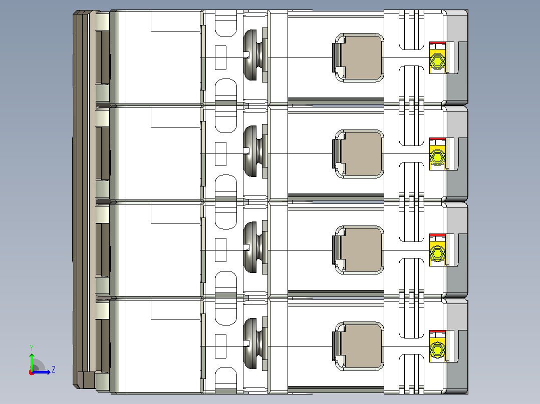 NB8-63H_4P小型断路器三维模型202306左视图