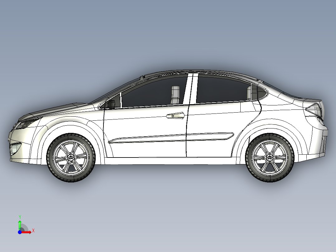 奇瑞A3汽车建模前视图