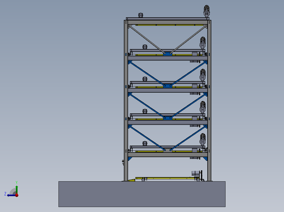 E279 6层升降横移车库右视图