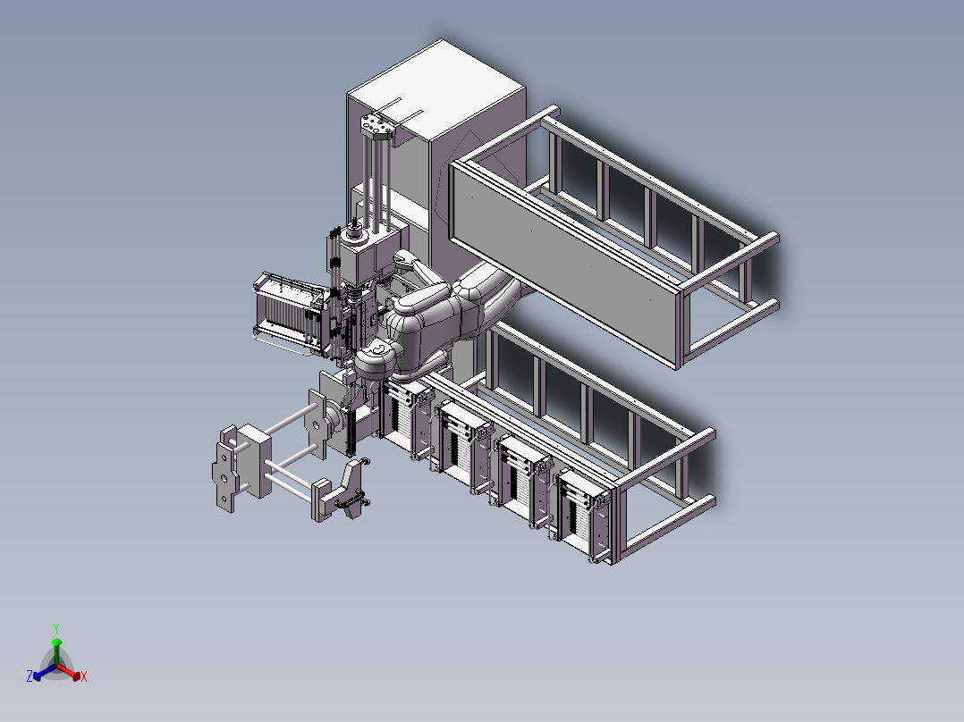 自动给料车床设备正等轴测图