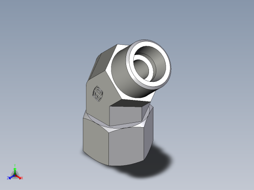 卡套式工业通用硬管接头EO_Swivel_nut_45_deg_elbow_EV12SOMD71正等轴测缩略图