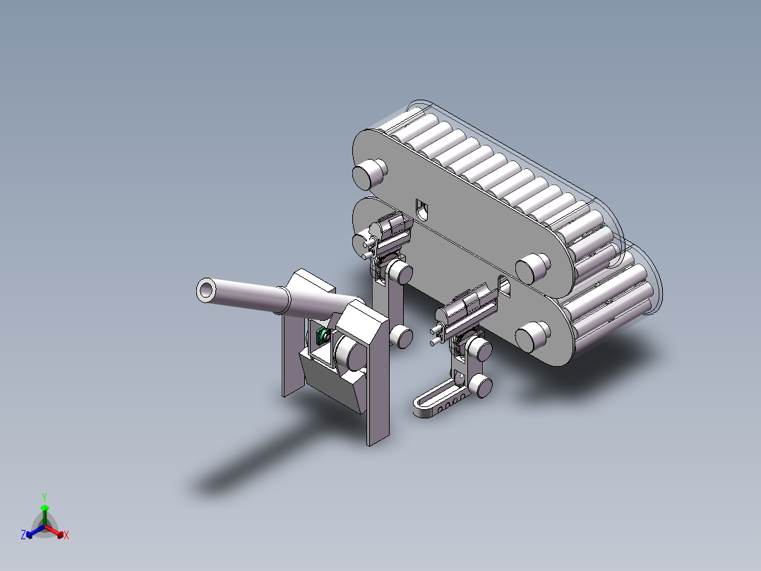 速射迫击炮供弹机构正等轴测图