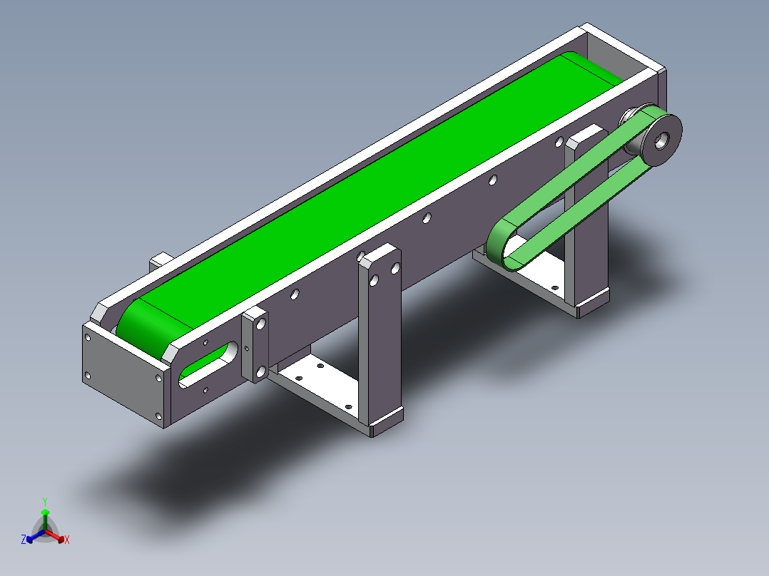 同步带连接小型输送带正等轴测图