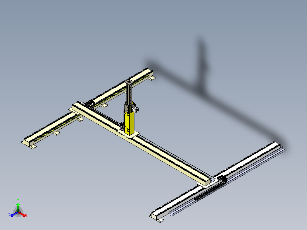 地面三轴移动轨道正等轴测图