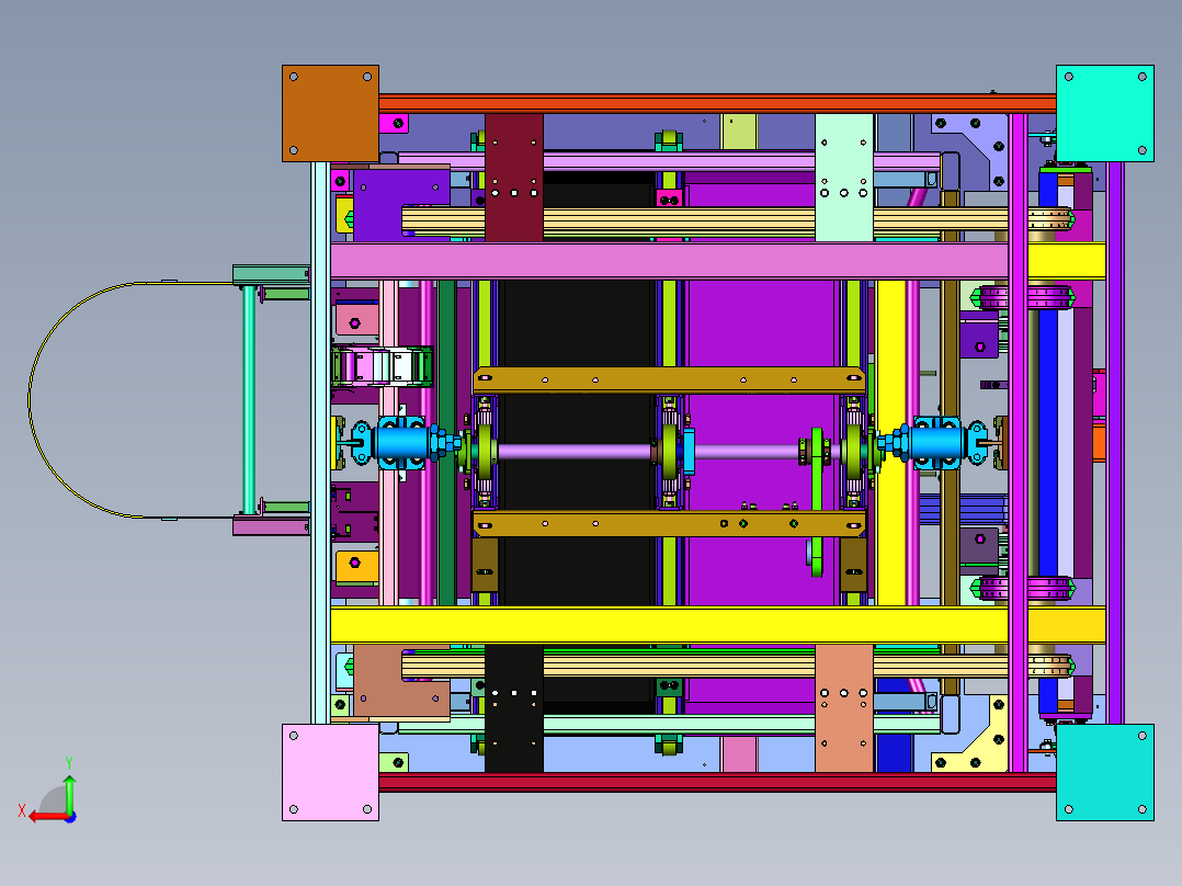进料功能的升降机吊笼后视图