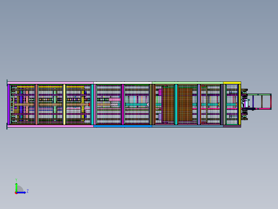 进料功能的升降机吊笼左视图