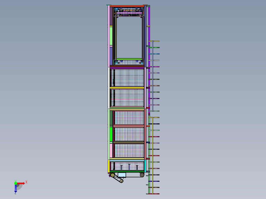 进料功能的升降机吊笼俯视图