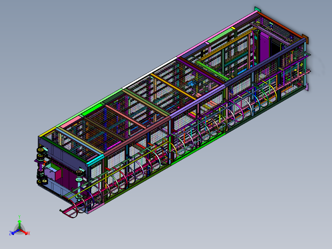 进料功能的升降机吊笼正等轴测图