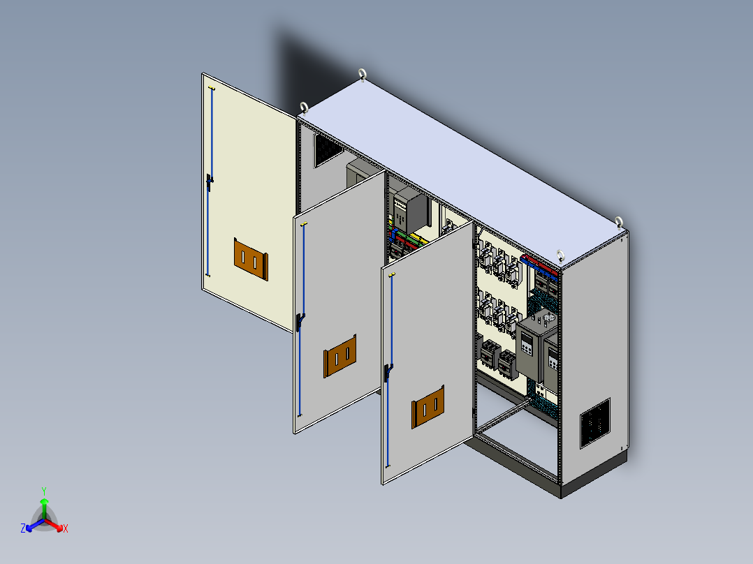 三柜组装双电源刀开关软启动plc控制柜