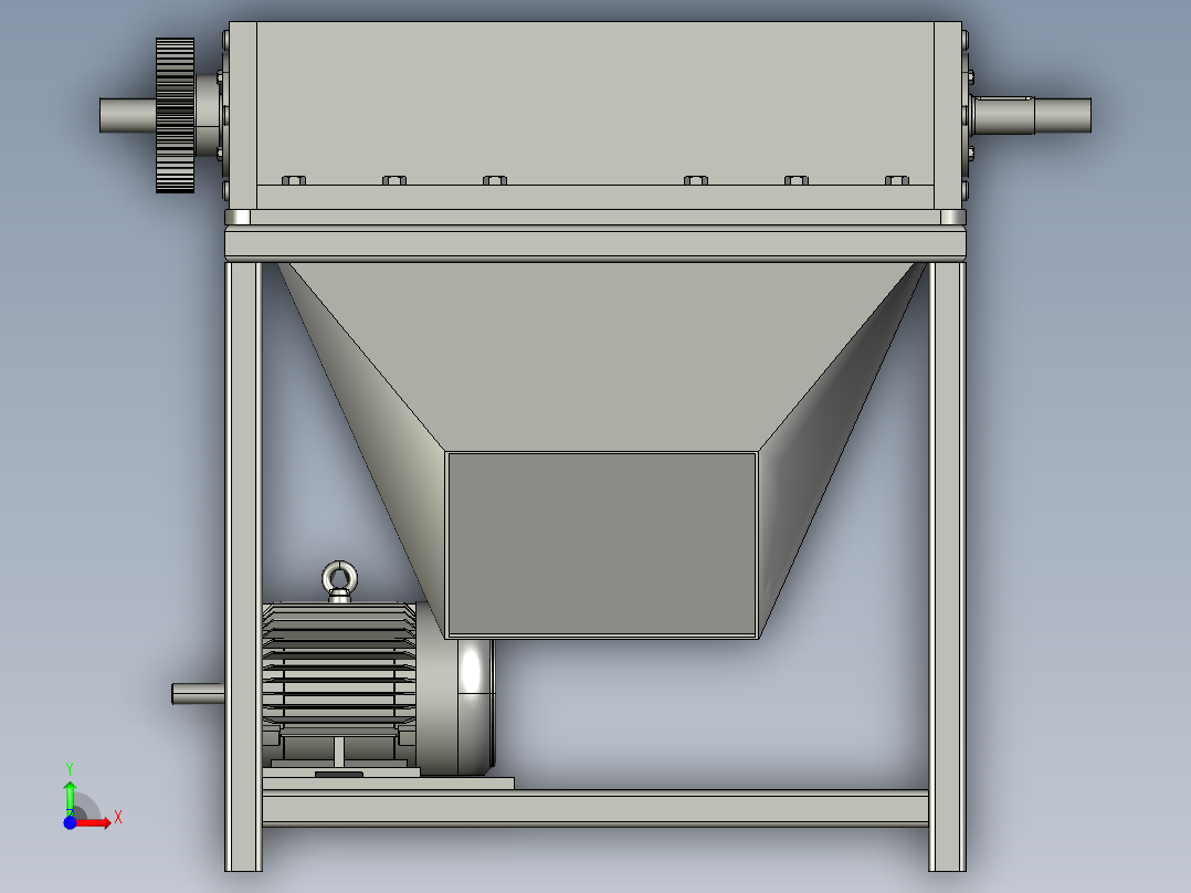塑料粉碎机三维模型前视图
