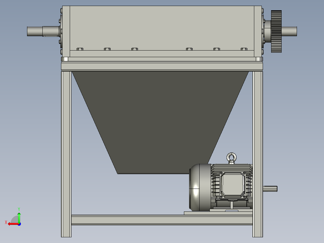 塑料粉碎机三维模型后视图