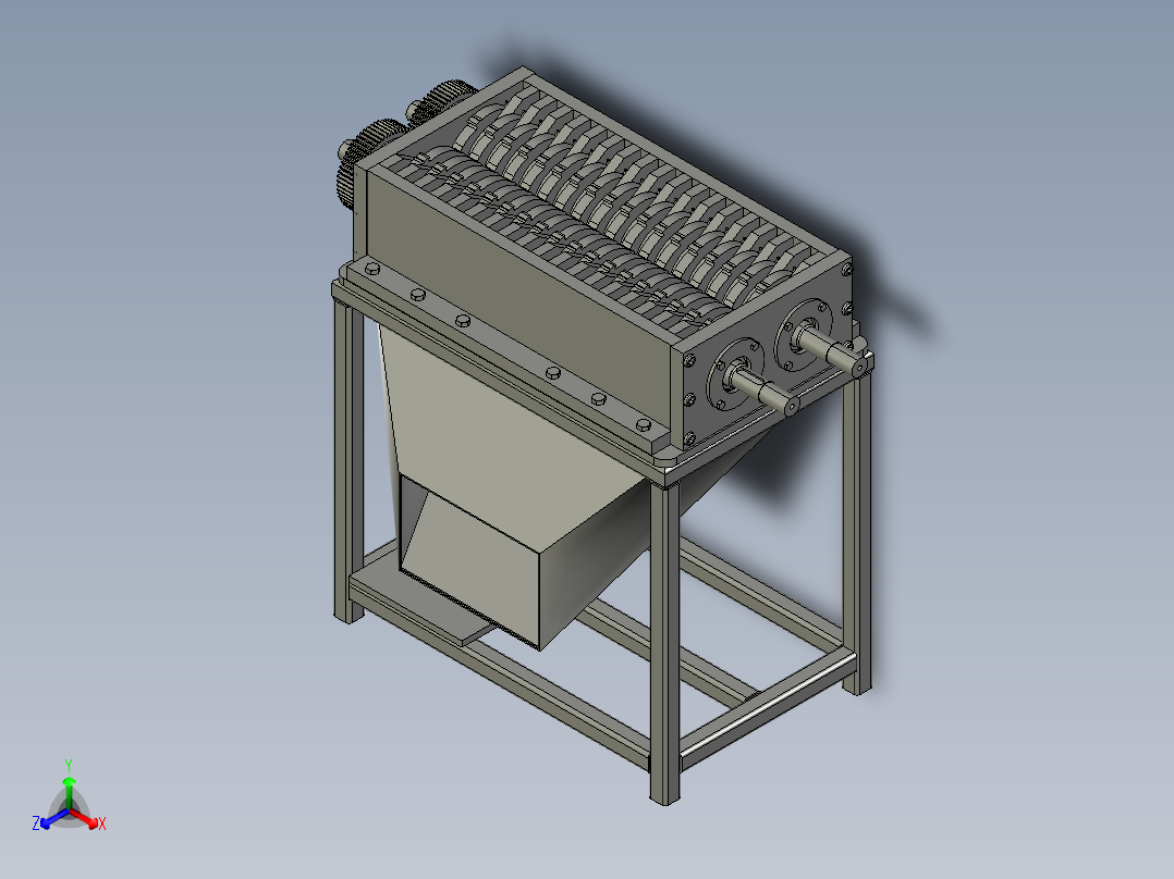 塑料粉碎机三维模型正等轴测图