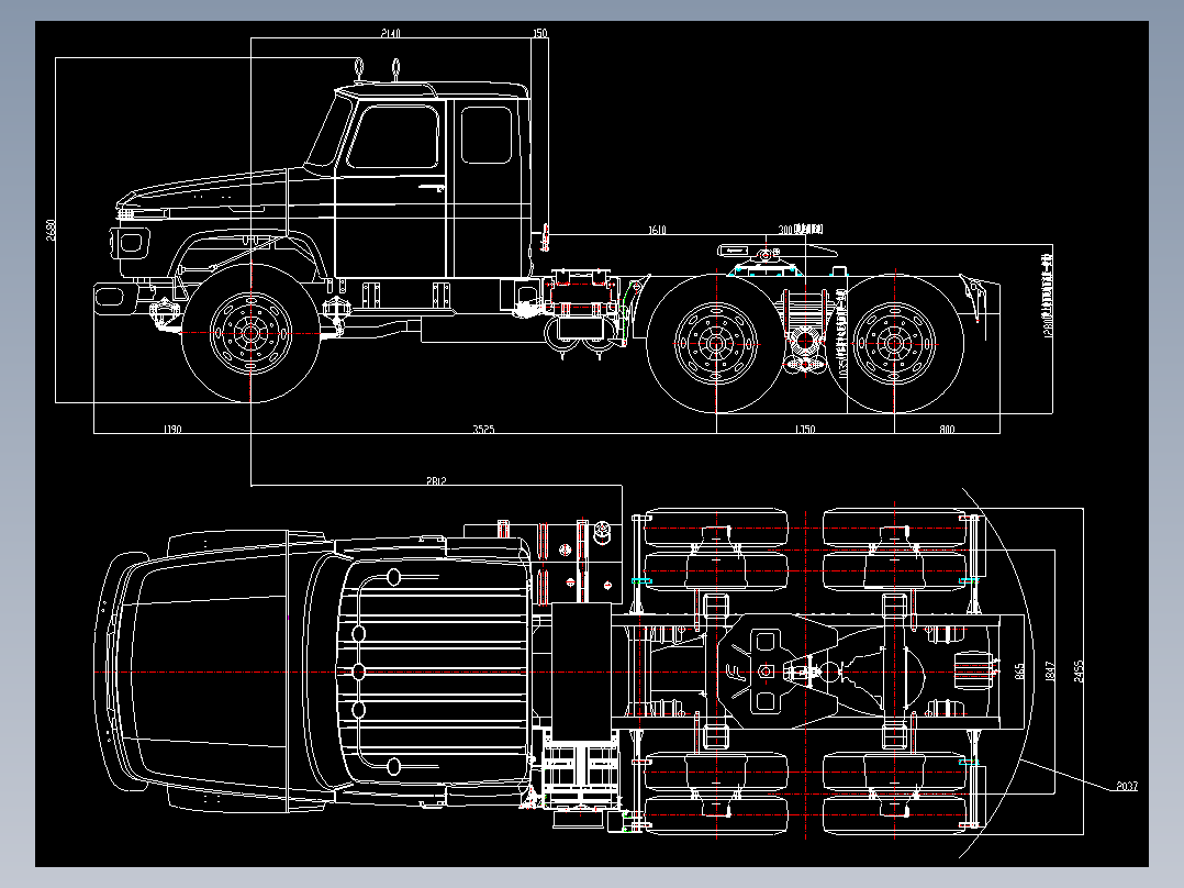 ca4228牵引车CAD图欧曼单驱牵引车CAD图